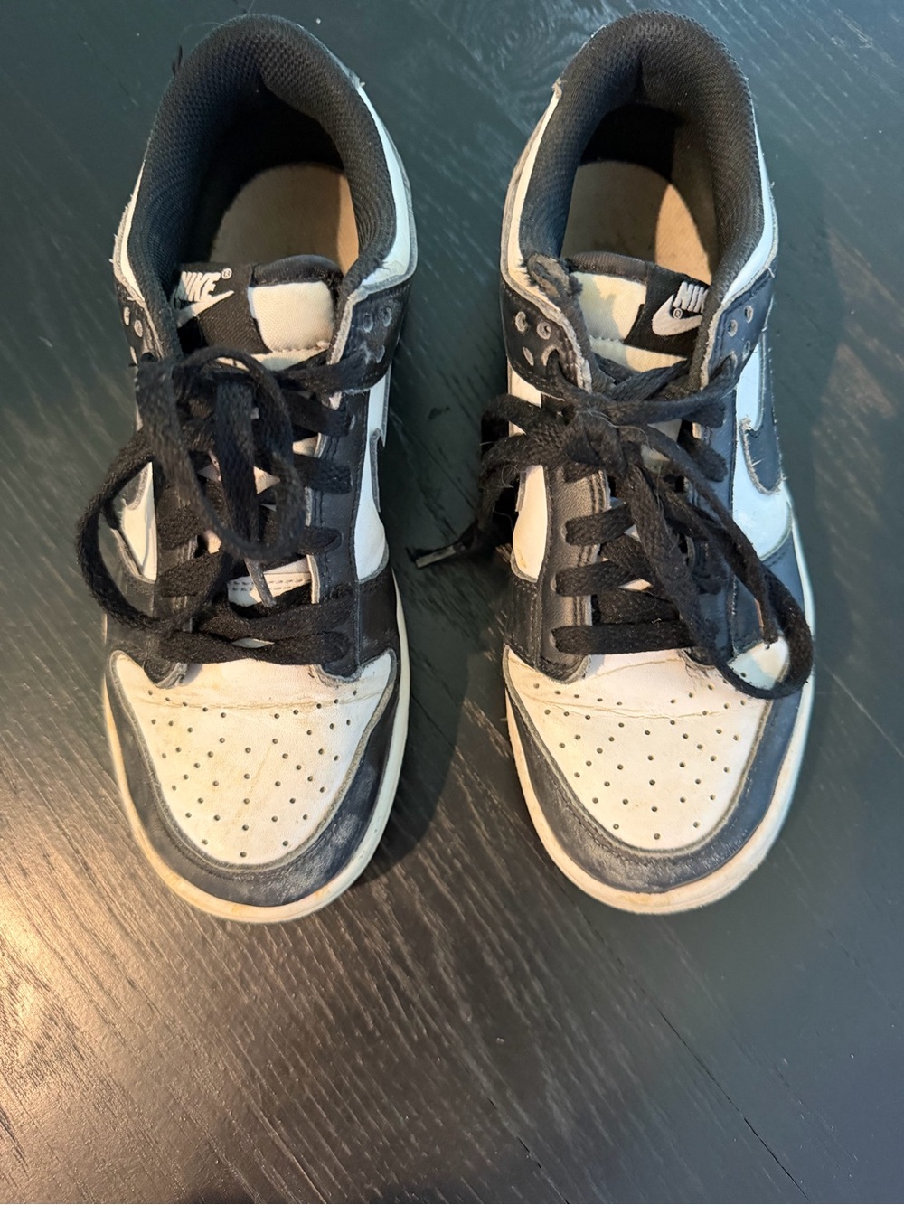 Nike Kids Black and White Low-Top Sneakers with Swoosh
